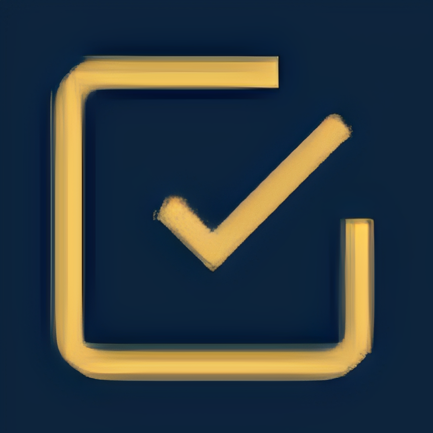 Yellow checkmark in rounded square icon