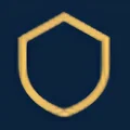 Glowing gold shield outline on dark blue background
